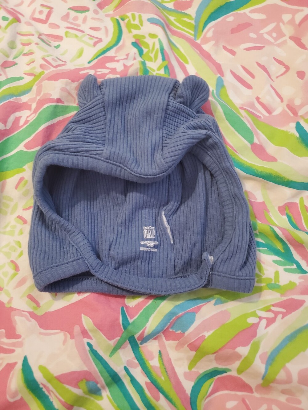 Baby Ribbed Hood with Ear Details - Blue - Gap